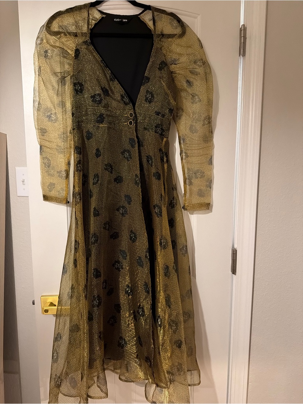 Sister Jane Yellow & Black Floral Mesh Maxi Dress